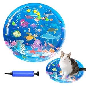 Pet Water Bed, 2025 New Thickened Water Sensory Play Mat for Cats Dog, Summer Pets Cooling Water Sensory Play Pad with Inflator, Comfort Cooling Water Mat for Cats(100 * 100cm/39 * 39in)