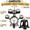 Drum Set for Kids 3-6, 5 Piece Wood Grain Drums with Stool