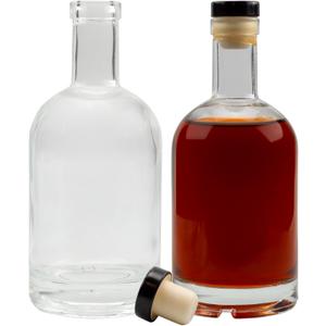 Cornucopia 12-Ounce Clear Glass Liquor Bottles with T-Top Synthetic Corks, 2-Pack