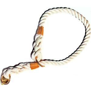 Glow Pups Rope Dog Collar, Cream Ombre Slip Collar for Medium and Large Dogs, Handmade with Durable Rope Material, Adjustable Fit for Comfort - White (Medium)