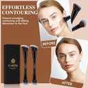 2 x Blush Brush, Dual-Ended Foundation Makeup Brush for Contouring, Blending, and Bronzing(Angled & Round), Angled Contoured for Flawless Face Foundation, Vegan & Cruelty-Free