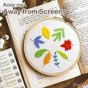 Bradove 3 Sets Leaves and Flowers Embroidery Kit for Beginners, Beginner Embroidery Kit for Adults, Learn to Embroider Kit Adult Beginner, Stitches Kit