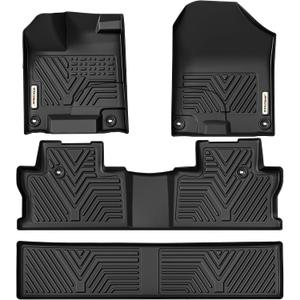 YITAMOTOR Floor Mats for Honda Ridgeline Crew Cab 2017-2026, Custom Fit All Weather Anti-Slip TPE Rubber Mat, Super Duty Honda Accessories, Ridgeline Floor Liners Set, 1st, 2nd & 2nd Row Cargo, Black