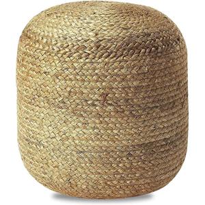 FRELISH DECOR Pedestal Pouf Ottoman Hand Braided 100% Jute Pouf Foot Stool |Foot Rest for Couch Living Room Bedroom - Extra seat for Patio (16" Diameter x 18" Height) - Natural Jute