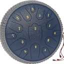 Steel Tongue Drum 12 Inches 15 Notes Musical Instruments, D Major Percussion Instrument with Soft Bag, Music Book and 2 Mallets for Meditation (blue)