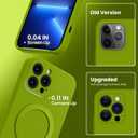 MCFANCE Magnetic Silicone Case with Stand for iPhone 13 Pro Max (6.7 inch) | Compatible with MagSafe, Shockproof Protection, Anti-Scratch Microfiber Lining | Mustard Green