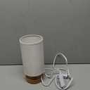 Small Bedside Table Lamp for Bedroom, Minimalist Wood Base & Round Fabric Shade, Mini Cute Cozy Warm White Nightstand Boho Lamp, Study Desk Night Stand Light for Room, Dorm, Nursery, Living Room (Round - Set of 1)