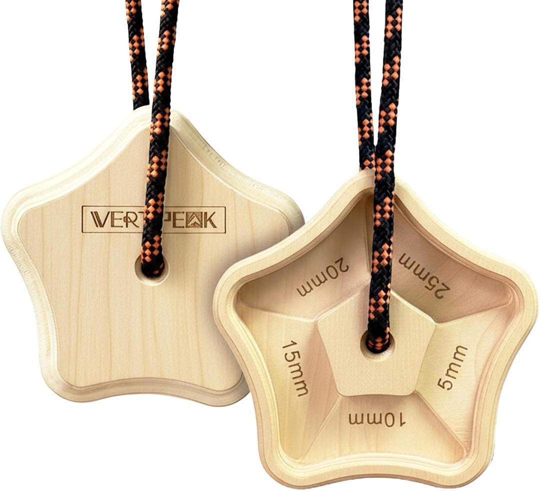 Portable Hangboard - 2 Pack Wooden Rock Climbing Fingerboard, Lightweight with 5 Multi-depth Pockets, Finger Strength, Arm Workout & Pull-up Training