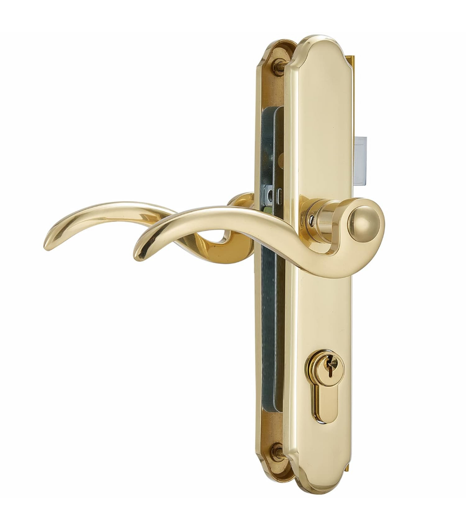 Storm Door Handle Accessory Set fit Pella Storm Door Handle Replacement Part, with Key and Lock Cylinder, Mortise Lock Not Included   (Gold)