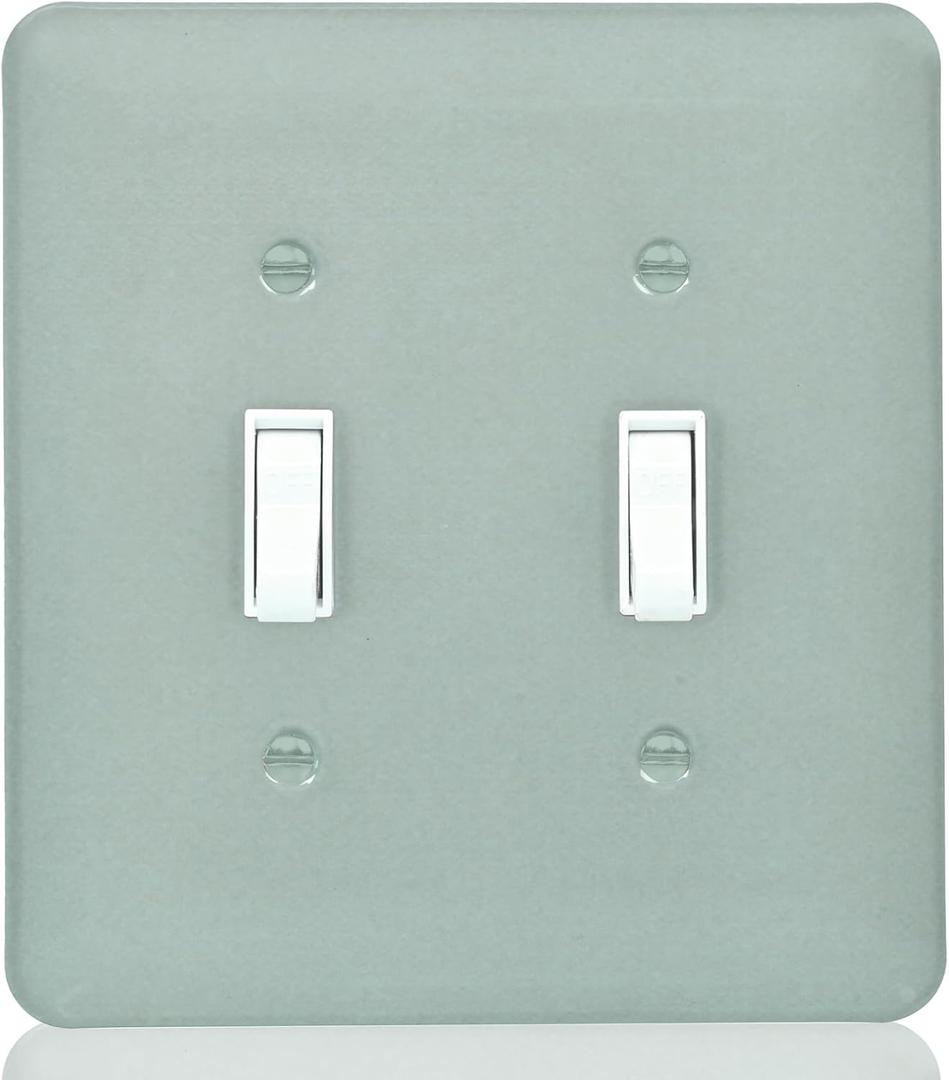 Light Switch Cover Metal Wall Plate Ash Gray,Glossy Finish,Unbreakable Zinc Alloy,2-Gang 5''x4.5'' (Gray, Double Toggle)