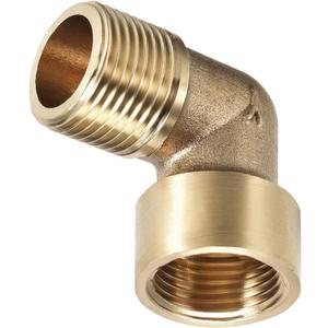 Unifizz 2Pcs Brass Pipe Fitting 90 Degree Elbow - 3/8 BSPP Male to 3/8 BSPP Female, Leak-Proof Threaded Connector for Plumbing & HVAC