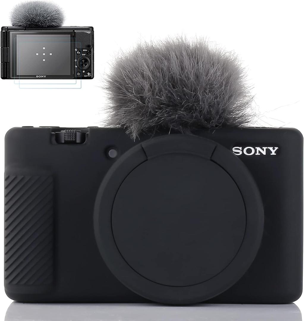 Camera Case for Sony ZV-1, ZV1 Camera Case Digital Camera Anti-Scratch Slim Fit Soft DSLR Camera Sleeve with ZV1 Screen Protector for Sony ZV-1 (Black)