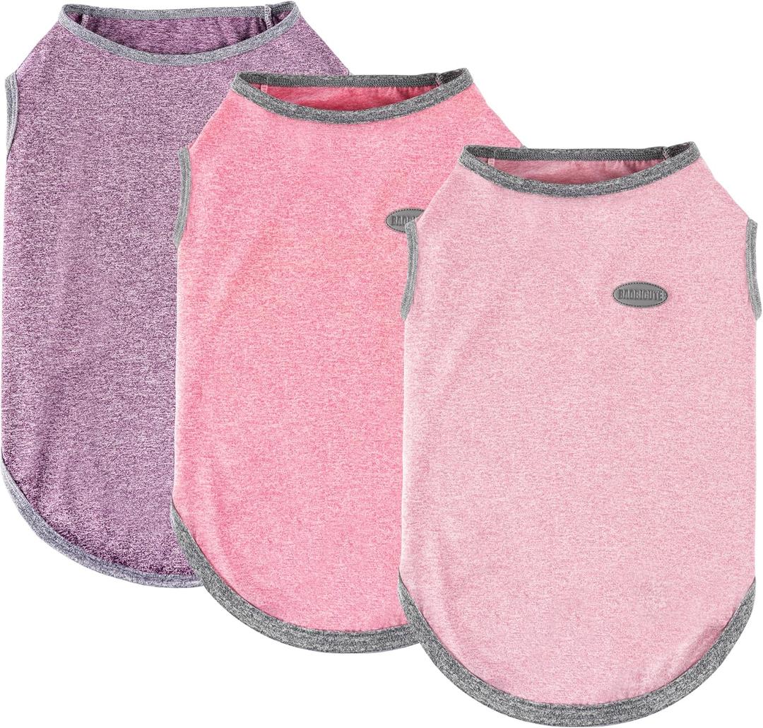 3 Pack Lightweight Sun Protection Dog Shirt Breathable Sleeveless Dog T Shirts Extra Soft Top Tank Dog Clothes for Outdoor Activities (Purple + Skin Pink + Light Pink, XX-Large)