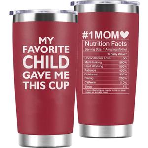 RAYSTAR Christmas Gifts for Mom from Daughter Son - My Favorite Child Gave Me This Cup - Mom Birthday Gifts, Mother Birthday for Wife Grandma - 20 Oz Tumbler