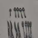 16-Piece Modern Black Hammered Silverware Set with Ultra Sharp 2-IN-1 Serrated Knives, 18/10 Stainless Steel Flatware Set, Titanium Plated Cutlery Set Service for 4, Dishwasher Safe