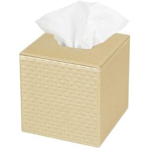 Square Paper Facial Tissue Box Cover Holder for Bathroom Vanity Countertop, Bedroom Dressers, Napkin Holder with Strap on Bottom, Light Gold Quilted Faux Leather Gold Square Paper Facial Tissue Box Cover Holder for Bathroom Vanity Countertop, Bedroom Dressers, Napkin Holder with Strap on Bottom, Light Gold Quilted Faux Leather Gold
