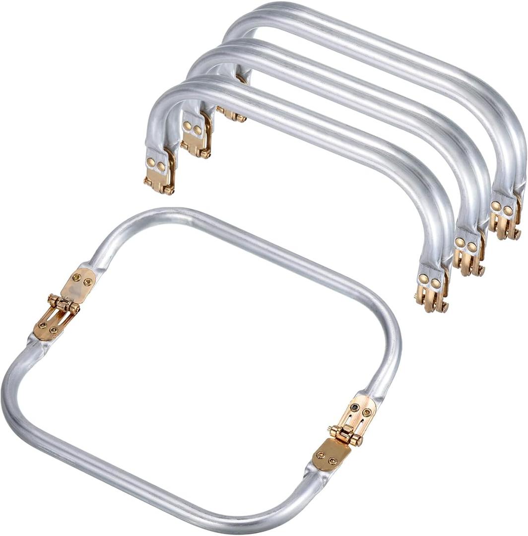 uxcell Metal Purse Frame 4Pcs, 7.1" Rectangle Lock Frame Kiss Lock Clasp Bag Frame Hardware Replacements for DIY Purse Handle Bag Making Sewing Craft Carpet
