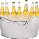 Frcctre 3 Gallon/12L Stainless Steel Beverage Tub, Large Galvanized Ice Bucket with Handles, Hammered Metal Drink Bucket Drink Chiller Champagne Buckets for Parties Weddings