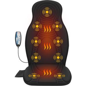 Beleduc Back Massager for Chair, Massage Chair Pad with Heat, Back Massager for Pain Relief, 9 Vibration Motors, 3 Heating Areas, 30/60/90 Min Timer, at Home Office (Black)