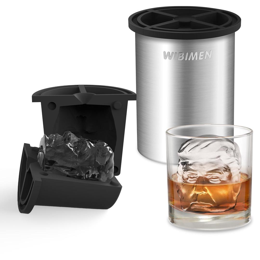 Clear Ice Cube Maker, 4 Pack Stainless Steel Clear Ice Maker for Old Fashioned Whiskey lover, Bourbon, Cocktail Gifts for Men on Birthday or Holiday, 2" Easy-Release Ice Ball Maker Mold