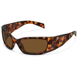 Retro Wrap Around Sunglasses for Women Trendy Y2k Vintage Sun Glasses UV Protection FZN827 Tortoise Frame/Brown Lens