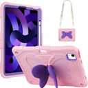 WESADN for iPad Air 5th/4th Generation Case for iPad Pro 11 Inch Case 4th/3rd/2nd/1st with Kickstand Butterfly Wings Strap Pencil Holder Kids Girls Cases i-Pad Air 5th 10.9, Pink Purple