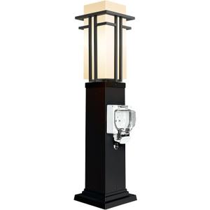Outdoor Lamp Post with Outlet, Modern Post Light Fixture for Yard, Aluminum Lamp Pole Outdoor Lighting with Glass, Waterproof Outside Street Light for Pathway Garden Patio (27.5''H, 1 pc)
