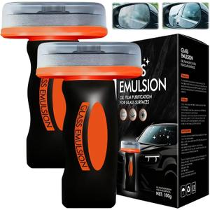 2Pcs Glass Oil Film Remover for Car,Automotive Glass Cleaner Oil Film Cleaning Brush for Car Windshields,Automotive OilFilm Cleaning Remover,Improves Visibility for Safe Driving(Emulsion+Brush Board)