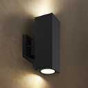 ASD 2 Light Square LED Indoor & Outdoor Wall Light Fixture | 18W 1900LM 3000K-5000K 120V Cylinder Up Down Lights | Dimmable Exterior Wall Sconce | Front Door, Porch, Patio | Black, ETL