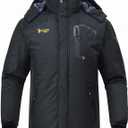 Rdruko Men's Ski Snow Jacket Waterproof Insulated Fleece Outdoor Mountain Hooded Winter Coat (4X-Large, 16-black)