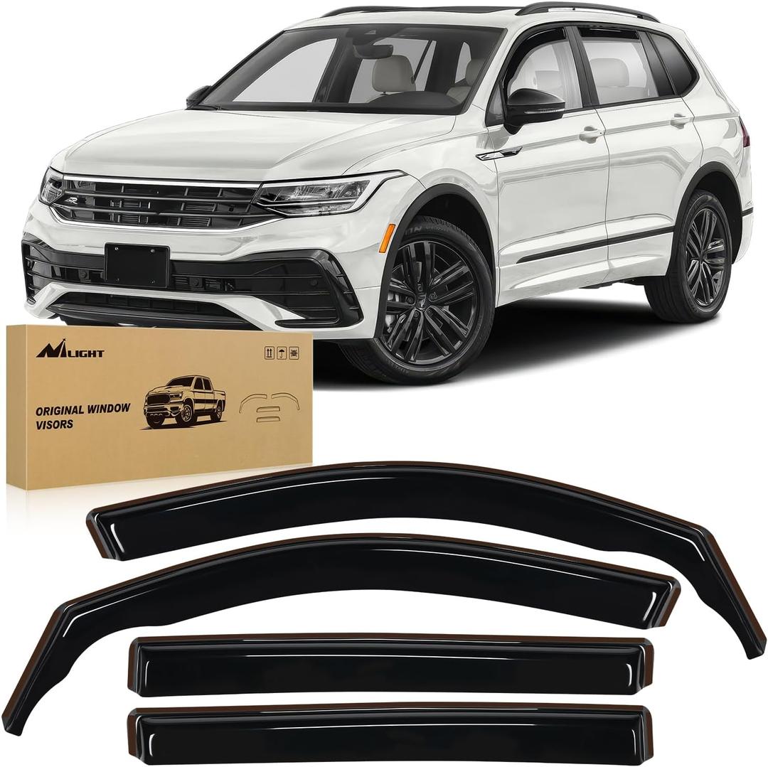 Nilight Window Visors for Volkswagen VW Tiguan 2018-2024 (Rear 29.1"), in-Channel Rain Guards, 4PCS Smoke Wind Deflectors for Rain, Snow & Highway Driving