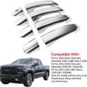 Chrome Door Handle Covers Trim Compatible with 2014-2024 Chevrolet Silverado+GMC Sierra Suvs Trucks Without Passenger Keyhole Exterior Accessories 8PCS