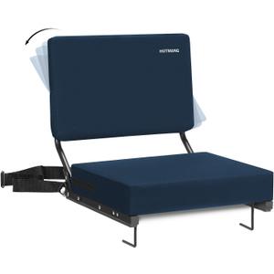 Bleacher Chairs with Back and Cushion,Stadium Seats with Back Support,Portable Bleacher Seat with Should Strap,Folding Comfort Padded Stadium Chairs for Adults Watch All Sport Event(Navt Blue)