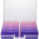 novelinks Transparent 4" x 6" Photo Cases and Clear Craft Keeper with Handle, 16 Inner Photo Organizers & Photo Storage Box, Plastic Photo Storage Containers (Pink Purple Gradient)