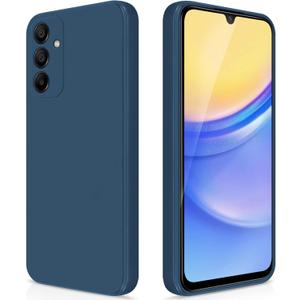 GiiYoon Silicone Case Compatible with Samsung Galaxy A15, Full Body Silky Soft Touch Phone Case with Camera Protection, Shockproof Cover with Microfiber Lining, Blue