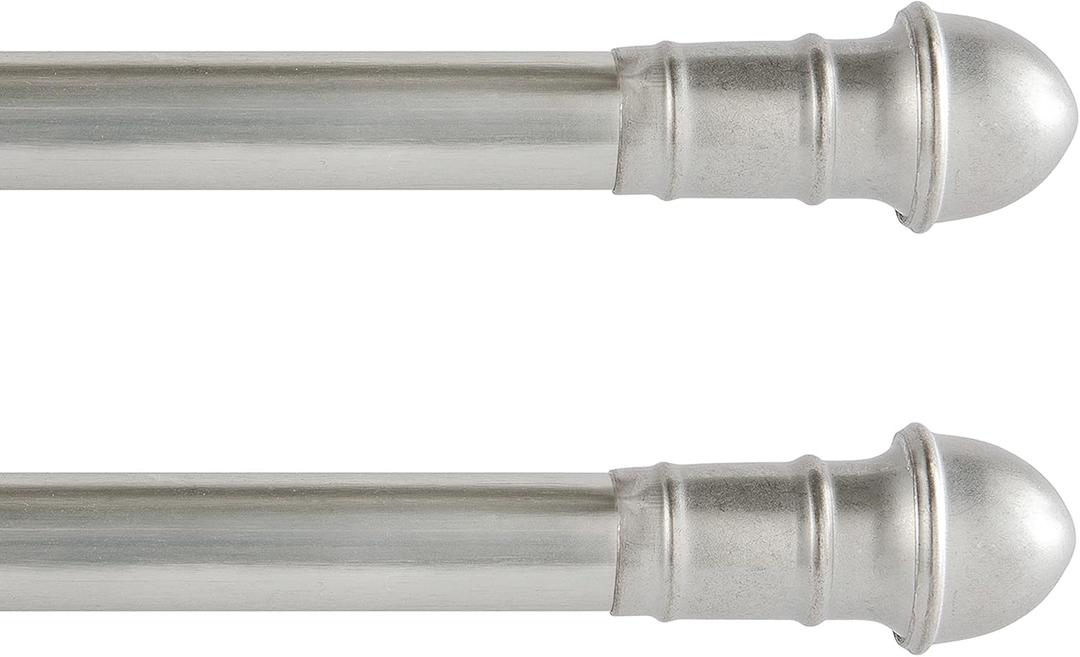 28-48 in. Adjustable Petite Caf Curtain Rod, 2-Pack, 7/16 in. Diameter, Silver