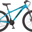 Mongoose Grafton Mountain Bike, 21 Speed, Aluminum Frame, Knobby Mountain Tires, Suspension Fork, Trigger Shifters, Mechanical Disc Brakes | Trigger Shifter, Aluminum Frame, Front Suspension, 27.5-Inch Wheels, blue
