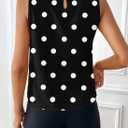 Samefar Womens Summer Tank Tops Pleated Crewneck Casual Loose Chiffon Blouses Sleeveless Tops Business Work Shirts (XXL, Black)