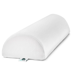 AllSett Health Large Half Moon Bolster Pillow for Legs, Knees, Lower Back and Head, Lumbar Support Pillow for Bed, Sleeping | Semi Roll for Ankle and Foot Comfort - Machine Washable Cover, White