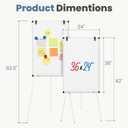 DUMOS Magnetic White Board Easel 36"x24", Silver Aluminium Frame & White | 36"x24" magnetic dry erase. Height 28"-48" for adults & kids. Foldable for classroom. Includes tray & 2 magnets.