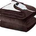 Bedsure Electric Blanket Full Size - Soft Flannel Heated Blanket, Fast Heating with 10 Time Settings & 6 Heat Settings, Warm Gift for Grandma (72x84 inches, Brown)
