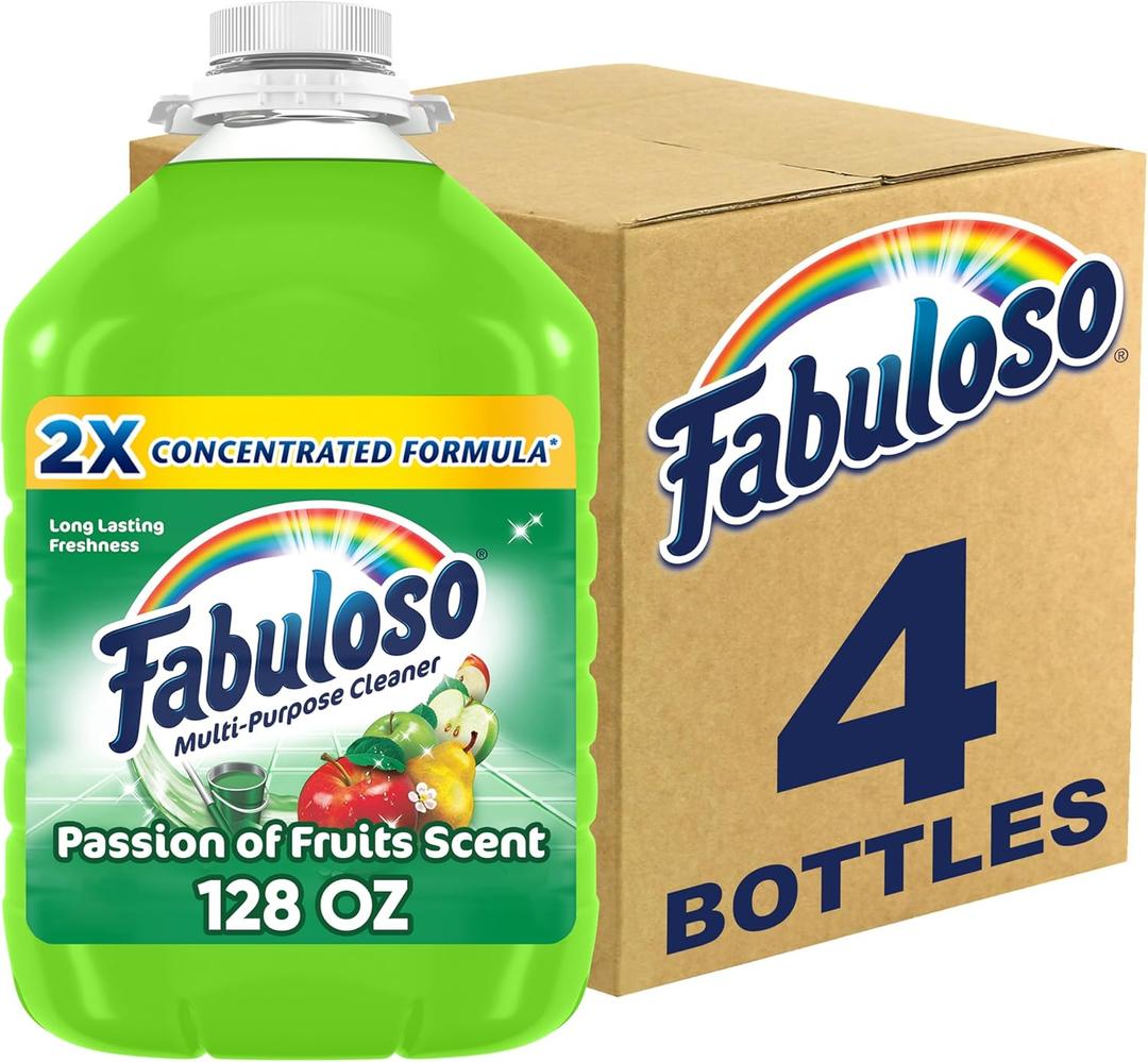 Fabuloso Multi-Purpose Cleaner, 2X Concentrated Formula, Passion of Fruits Scent, 128 oz, 3 pack