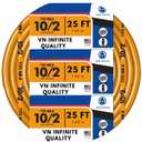 Solid Indoor 10/2 W/G NMB Cable Non-Mettallic Residential Indoor Wire 25ft/Roll