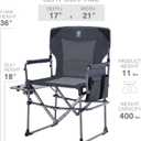 EVER ADVANCED Camping Directors' Chair with Side Table, Portable Folding Chair with Compact Size, Heavy Duty Lawn with Pocket for Camping, Lawn, Sports and Fishing, 400lbs, Grey