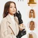 Aegend Winter Gloves Women Leather Gloves, Full Hand Touchscreen Winter Gloves for Phone&Tablet,Anti-Slip for Driving&Outdoor (Large, Black - Genuine Leather)