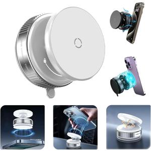 Upgraded Vacuum Magnetic Suction Phone Mount, Magnetic Car Phone Holder, for iPhone 16 MagSafe Car Mount,ideal for Car Screen/Gym/Mirror/Smooth Surface, Car Accessories Fit for iPhone 16 Pro Max White