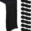 8 Pack Black Table Runner Cheesecloth 10Ft Gauze Cheese Cloth Table Runner 120 Inch Boho Sheer Rustic Fabric for Decor Bridal Baby Shower Wedding Centerpiece Holiday Home Decorations