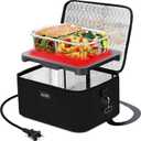 Aotto Portable Oven Electric Lunch Box Food Heater - 80W Heated Lunch Box Food Warmer for Adults, Work, Travel, Home Kitchen - Cook, Reheat, and Keep Warm (Black) 110V/120V