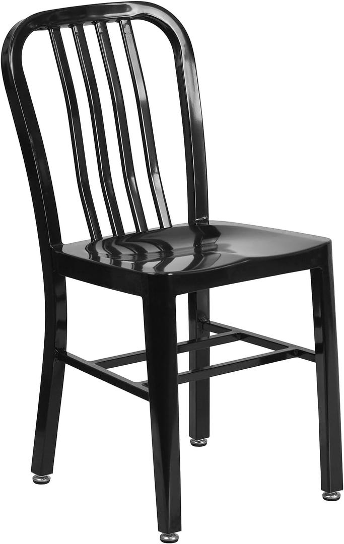 Flash Furniture Commercial Grade Black Metal Indoor-Outdoor Chair (Set of 1)