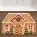 Gingerbread House Shaped Light Up Doormat, 22" x 36", Multi
